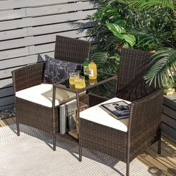 3 Pcs Wicker Patio Set 