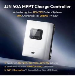 MPPT Solar Charge Controller 40A, 12V/24V/36V/48V/60V/72V,99.5% Efficiency LiFePO4 AGM Compatible with OLED Display & WiFi Remote Monitoring