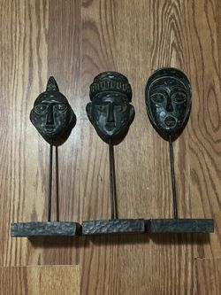 3 African tribal masks face sculptures home decor