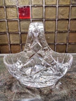 Vintage Crystal Basket With Handle