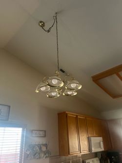 Gold 5 bulb chandelier