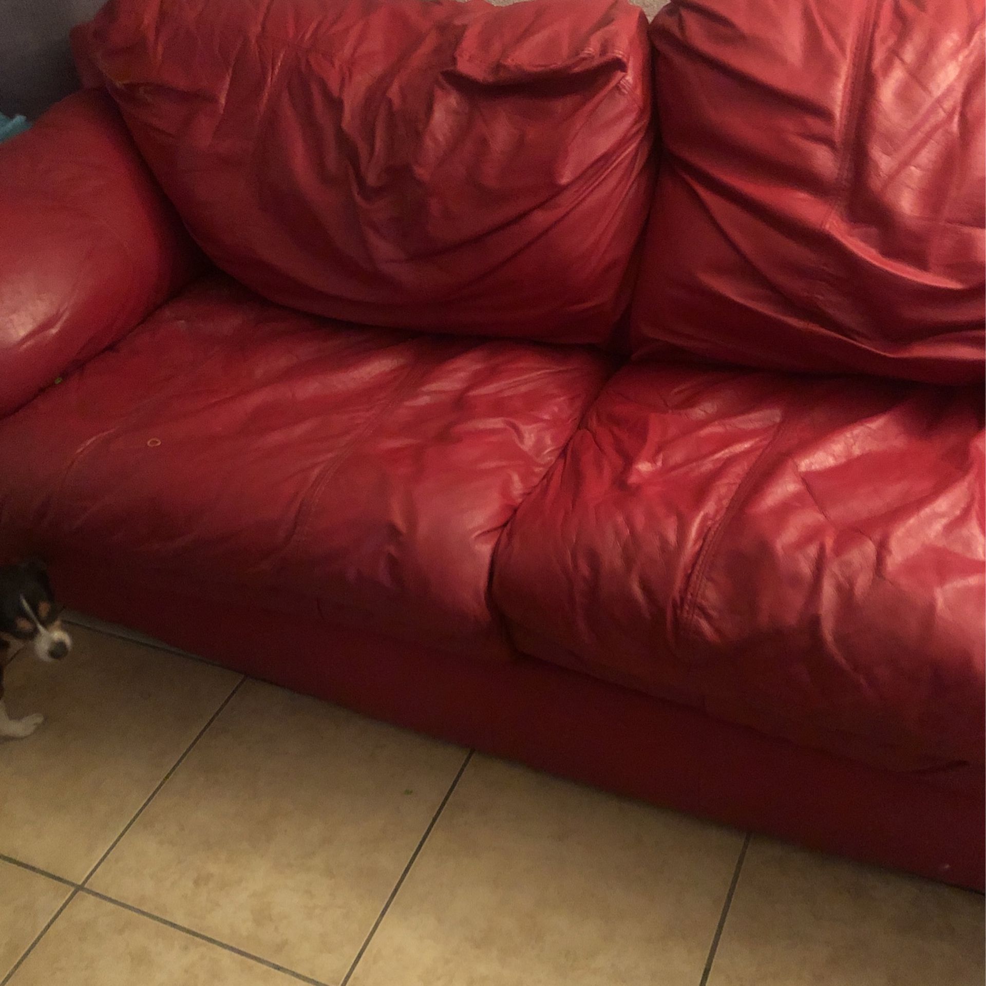 Red Three Seater Couch Great Condition Leather Too Big For My Apartment 