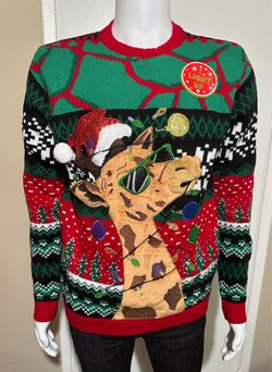 Men’s Light Up Giraffe Christmas Sweater Size Medium