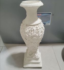 Vintage White Carved Floral Decorative Vase Pedestal Urn
