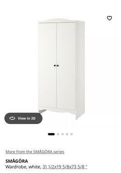White Kids Wardrobe / Armoire Closet Storage Cabinet