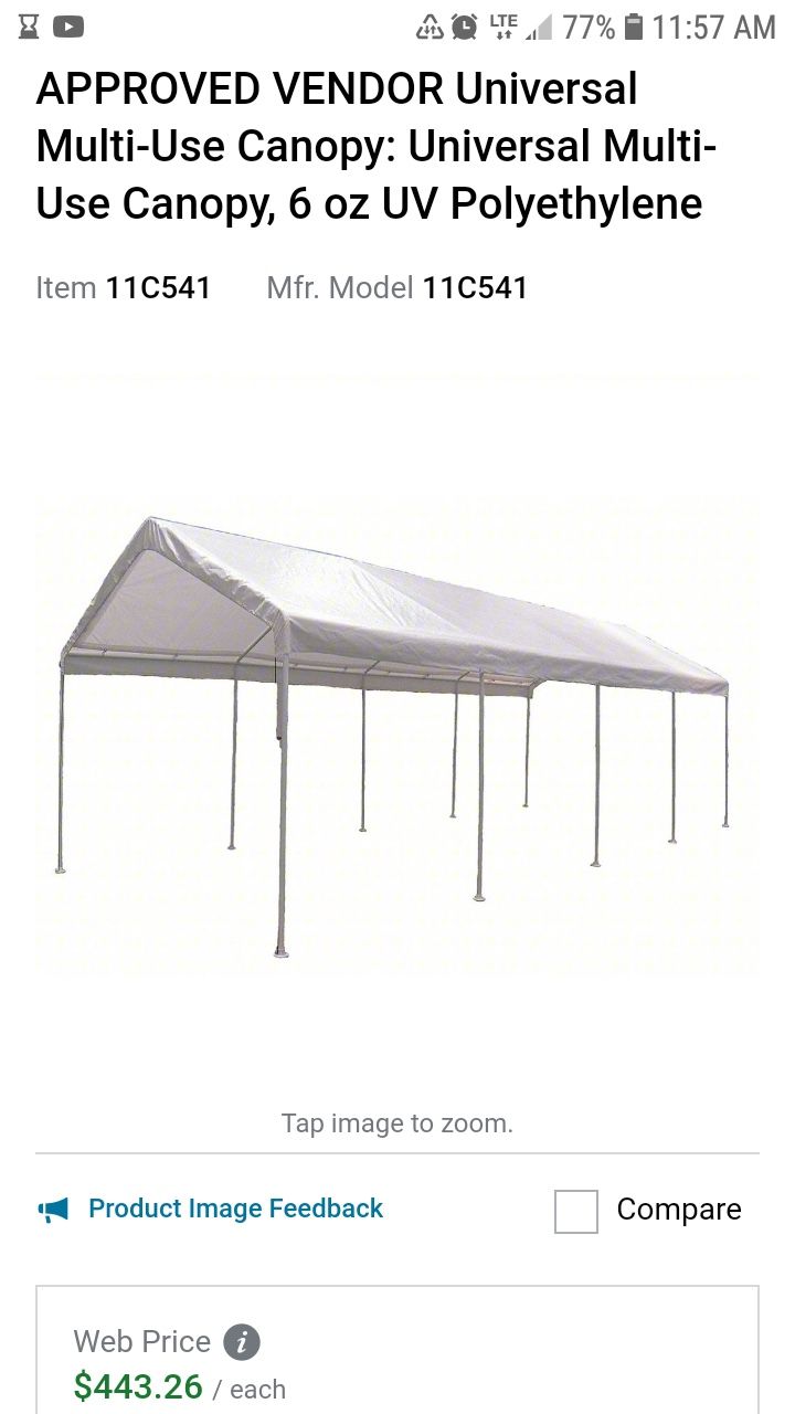 Tent Shelter White Heavy Duty 6 Oz