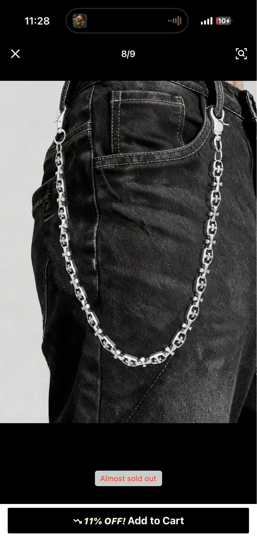 y2k wallet chain pants chain hip pop cross chain