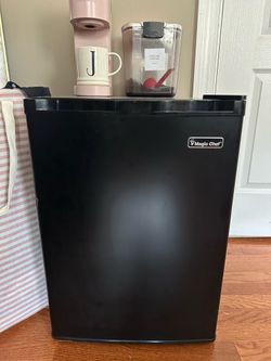 Black mini fridge
