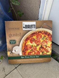 New Bialetti Pizza Baking Stone Set with 12.75" Stone, Rack, Pizza Cut 