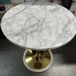 Round Cocktail Table Gold Height Adjustable 27.9''-35.4'' Pub Bar Table with Metal Base, Modern Sturdy Stylish for Kitchen, Dining Room, Office, Home 