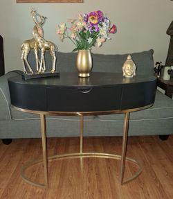 Console Table/Desk- Black with Gold