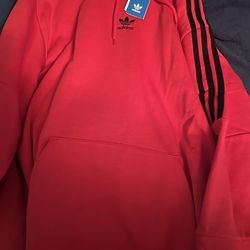 Adidas Red Fleece with Hoodie New