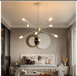 8-Lights Modern Sputnik Mid Century Pendant Lighting Gold Brass Ceiling Light Fixture for Kitchen Dining Room Living Room