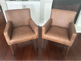 Two brown leather chairs - Moving Sale