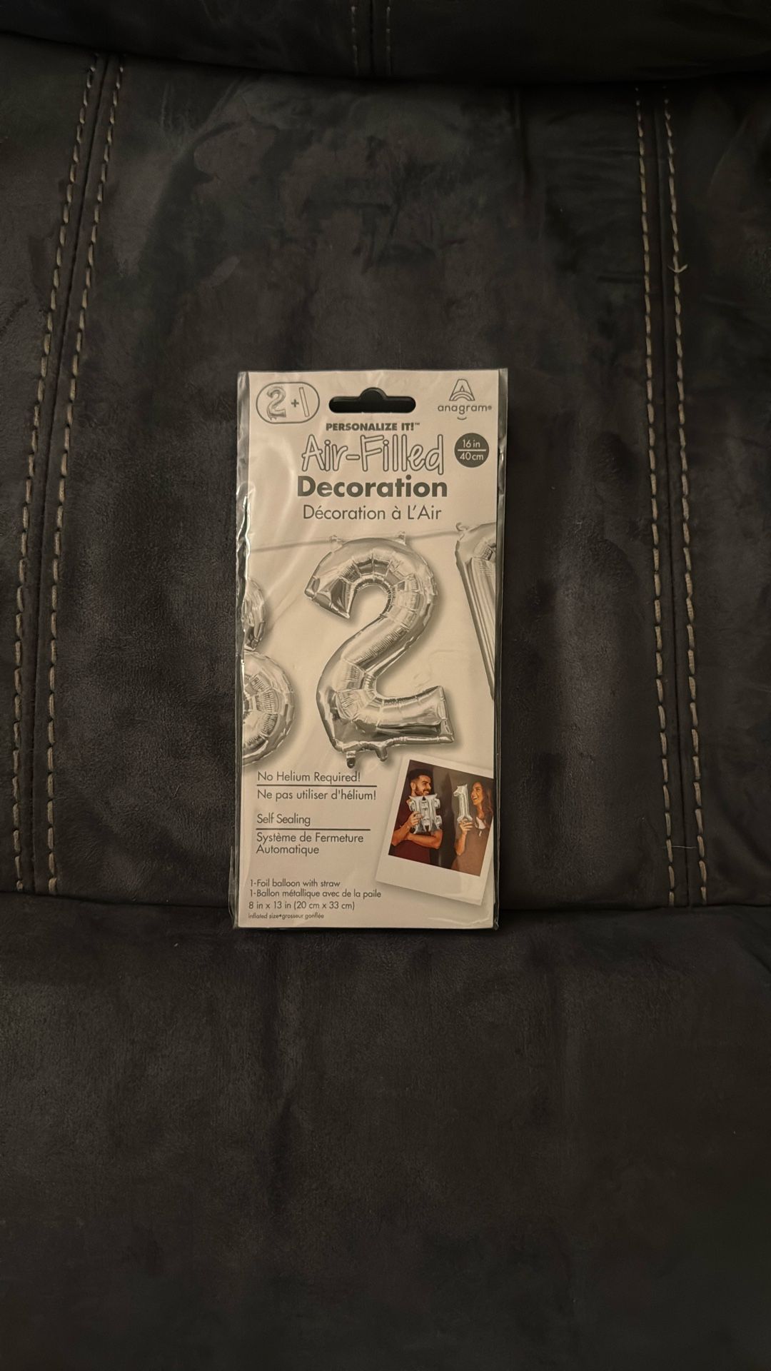 New In Package Anagram Air Filled Silver 2 Balloon Party Decoration16 Inches