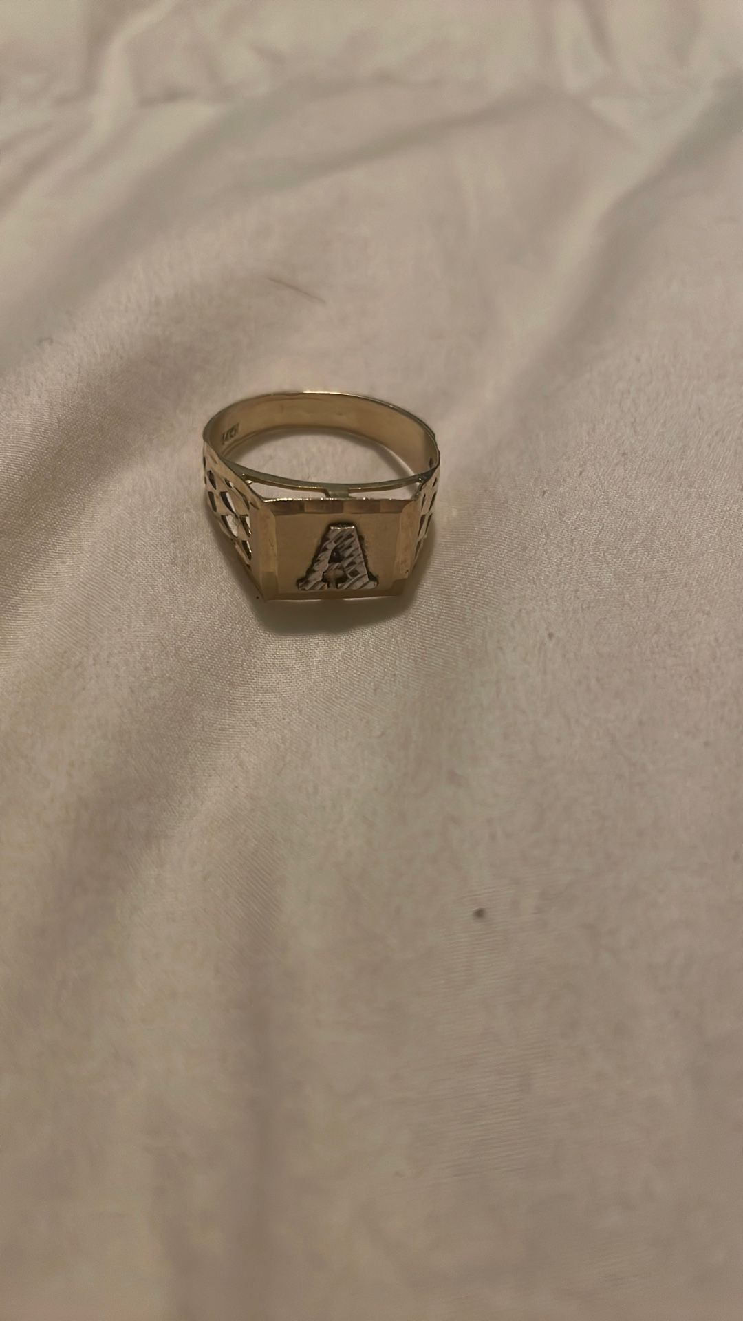 14K Gold “A” Letter Ring 