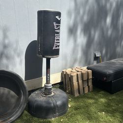Old freestanding boxing bag