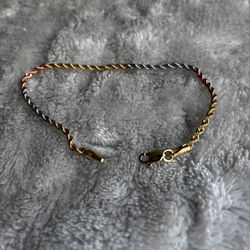 10k Tri Tone Rope Bracelet 