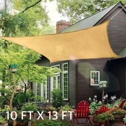 New In Box 10x13 Feet Sun Block Shade Sail Rectangular Screen With Anchor Ropes Tan Or Terracotta Color Not A Waterproof Tarp 