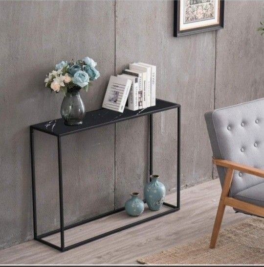 41.7" Console Table for Entryway,
Faux Marble Sofa Table, Modern
Entryway Table, Metal Frame, Easy
to Assemble, Adjustable Feet, for
Living Room
