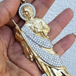 Big Real 10k Saint Jude Judas Pendant 4.25 Inches Long