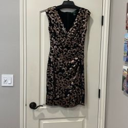 Dress: black with copper sequins 