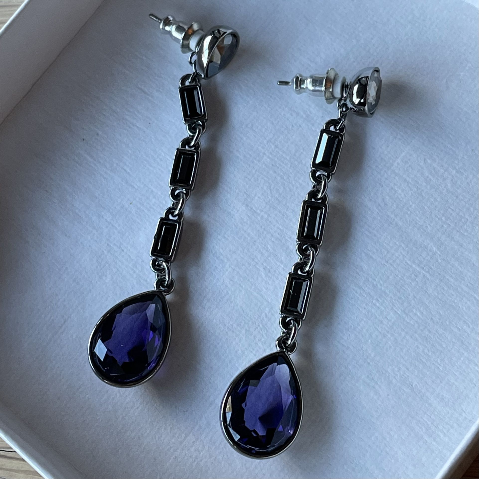 Swarovski Crystal Purple Crystal Drop Dangle Earrings