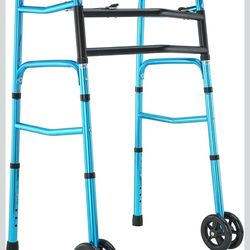 FSA/HSA Eligible Bariatric Walker 500lb - OasisSpace Heavy Duty Folding Walker with 5" Wheels, Wide Base Support for Elderly/Disabled Adults