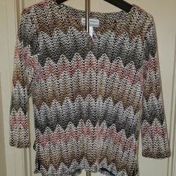 Alfred Dunner Grey 3/4 Length Sleeve Sweater (Petite M)
