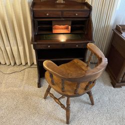 Secretary Roll Top Desk w/Captains Chair 