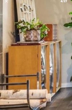 Mid century modern bookcase, bubble glass door