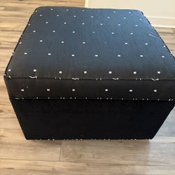 Large Square Pour Rolling Padded Ottoman Black Gold Wheels 