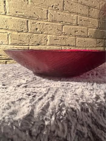 Huge 15 In Red Metallic Grooved Smooth Finished Bowl