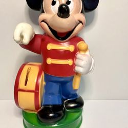 Collectible Vintage 1980s Mickey Mouse Disney Rubber Bank by Animal Toys Plus GC