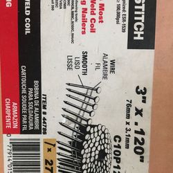bostitch stanley coil framing 3X .120  nails 2,475 Total// 15 wire collated  11 Rolls Néw In Box Missing 1 Rolls
