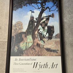 Vtg NC Wyeth King Arthur 1987 Brandywine River Museum Framed Poster Exhibition