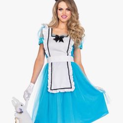classic Alice, includes classic apron dress with tulle skirt overlay and bow headband