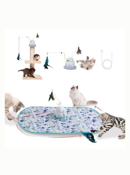 Interactive 4-in-1 Laser & Hide & Seek Rechargeable Automatic Cat Exercise Toy
