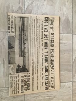 Original 1916 Newspaper (28 pages) Describing the Titanic Sinking Disaster