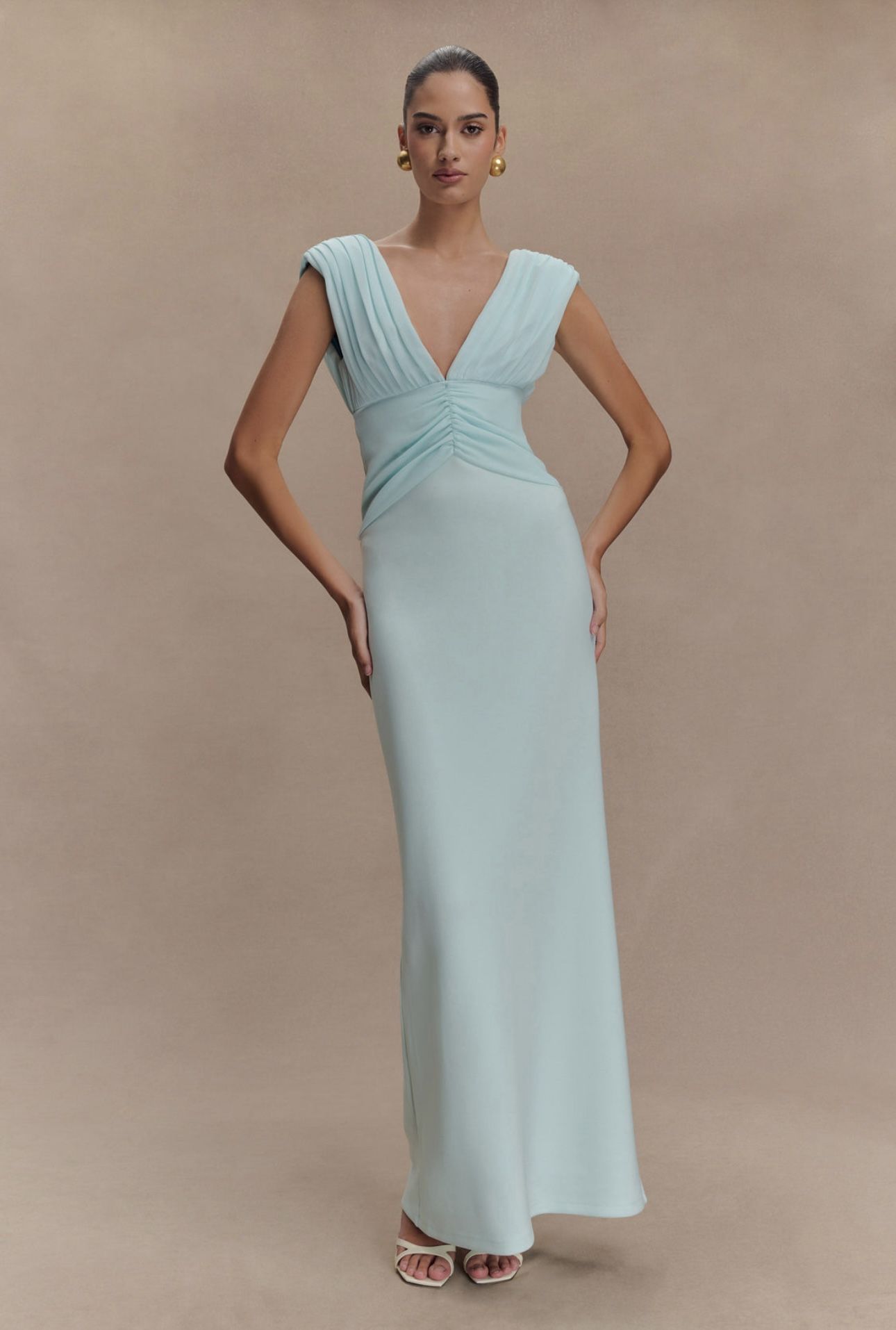 MESHKI Monique Maxi Dress -Ice Blue