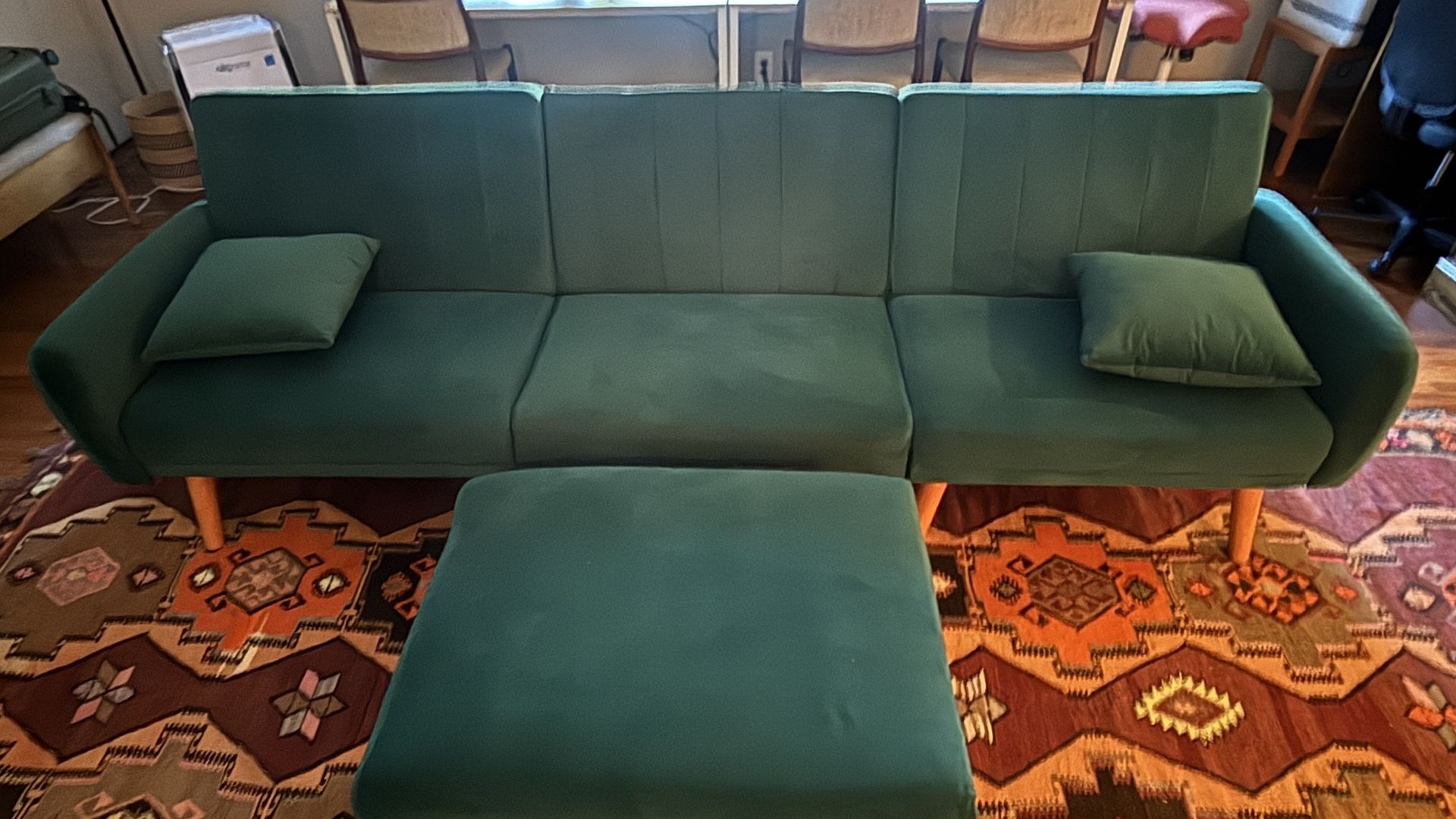 Huge Moving Sale! Soft Velour Couch With Matching Ottoman And Pillows