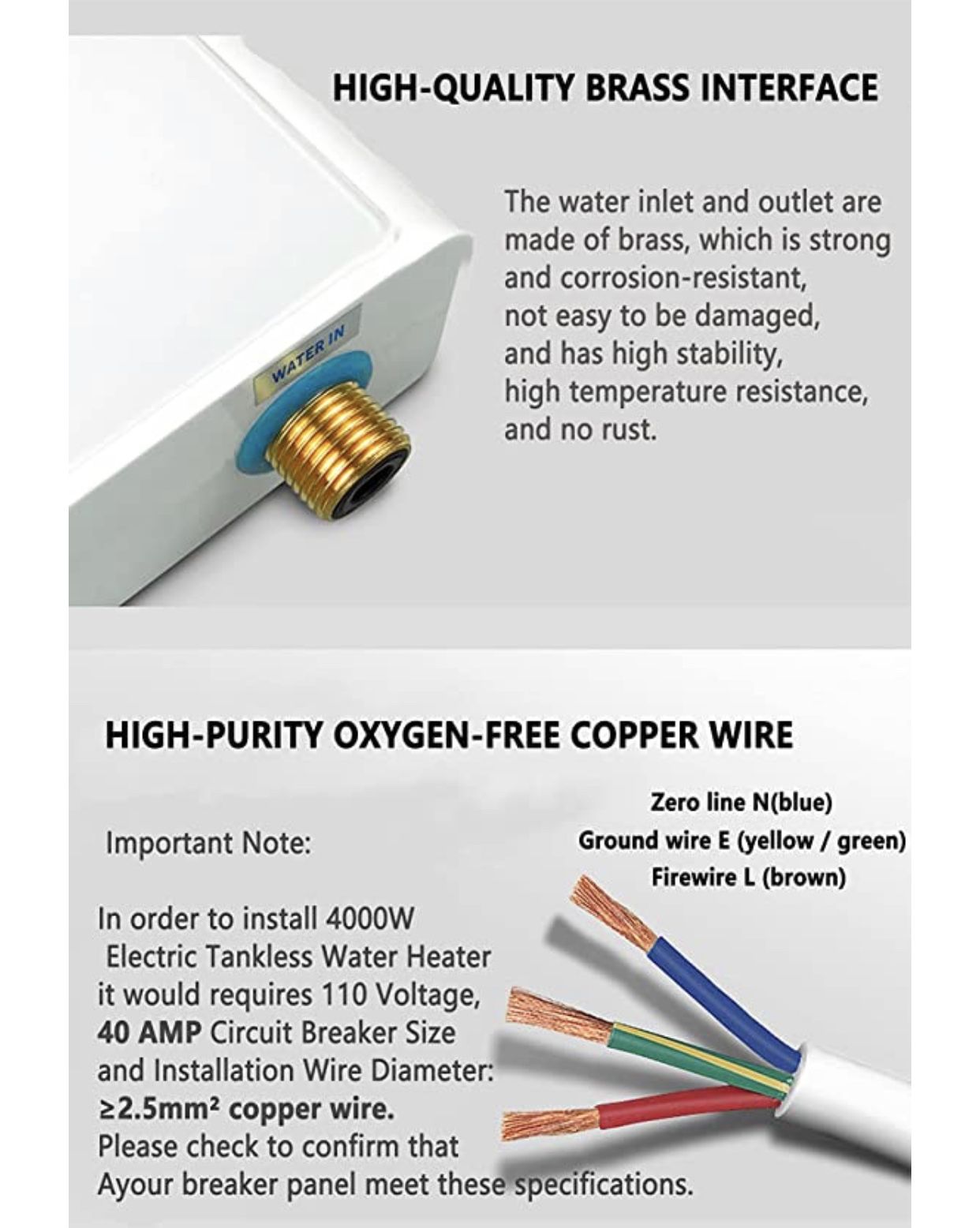 Mini Electric Tankless Water Heater 4000W 110V Constant