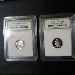 2 GEM PROOF Dimes 1989-S & 1991-S DCAM 