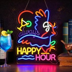 Always happy hour parrot Led Neon Sign