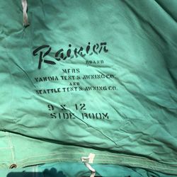 Rainier 9x12 Side room Tent.perfect Condition.canvas Tent 1960s Era 