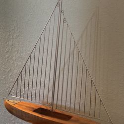 Wood Metal Wire Sailboat H22”, W19”, Depth 4 1/2”. In Boca Raton