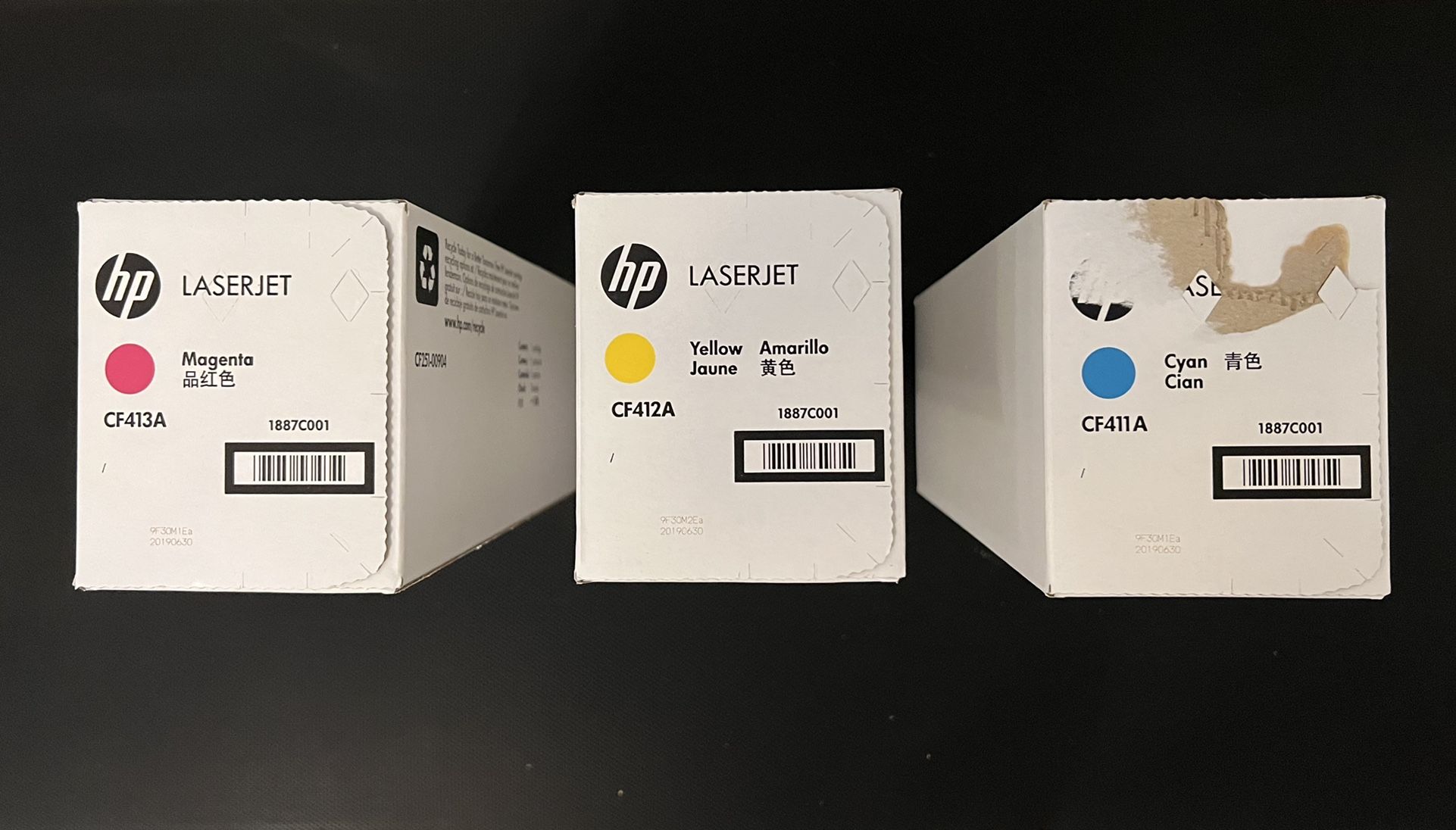 Original HP 410 Color Tones (Magenta, Cyan, Yellow)