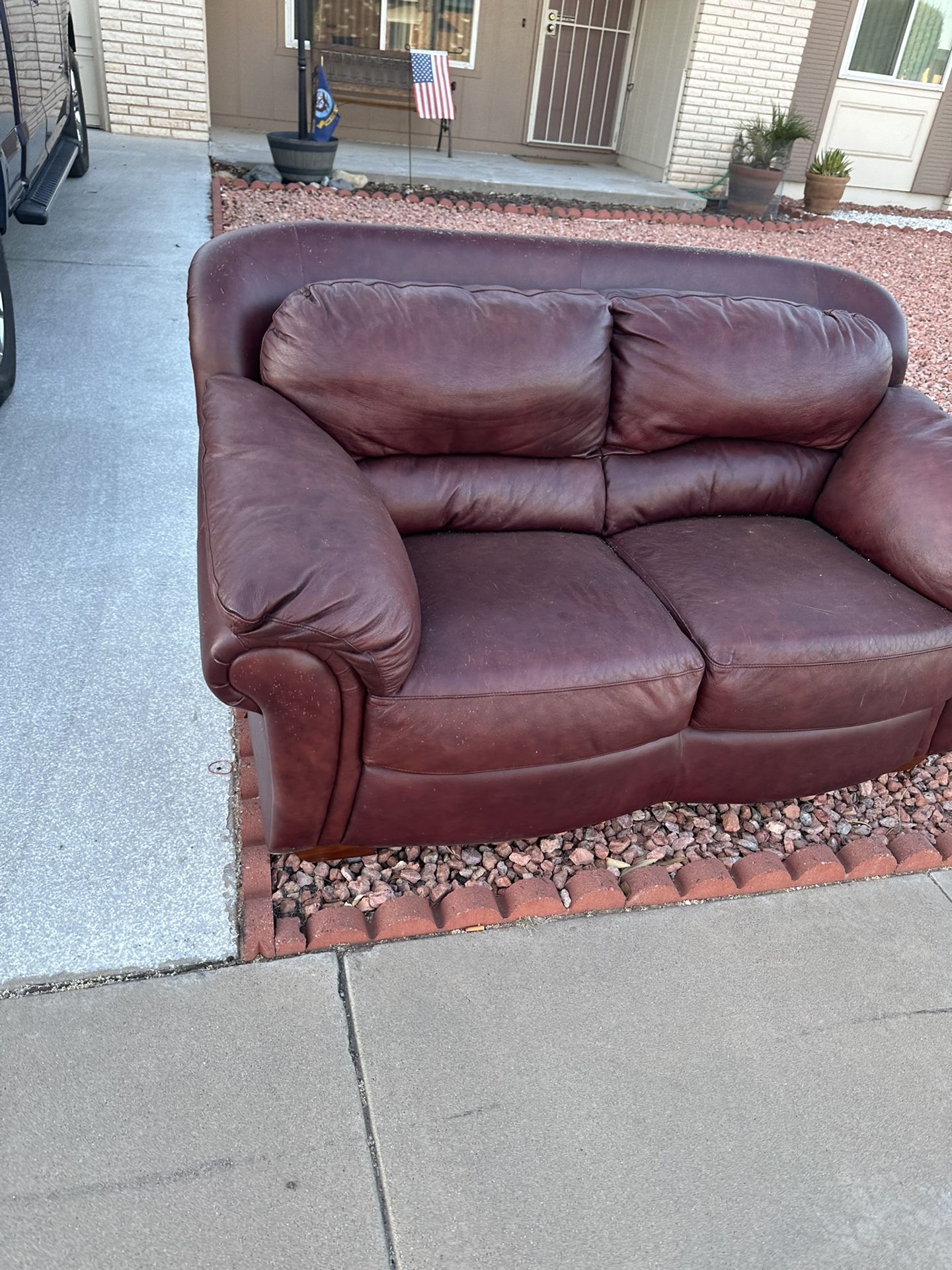 Leather couch & Ottoman