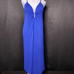 Blue Trina Turk Maxi Dress Halter Rouched Dress ( Size  Medium)