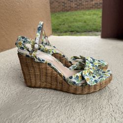 Kate Spade Floral Print Wedge Sandals Size 9